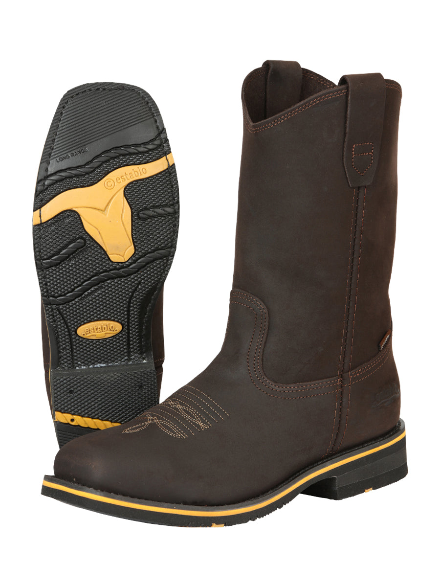 Bota Vaquera Caballero Establo Piel Vacuna Chocolate - Modelo 41545