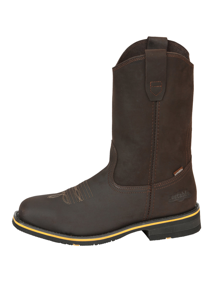 Bota Vaquera Caballero Establo Piel Vacuna Chocolate - Modelo 41545