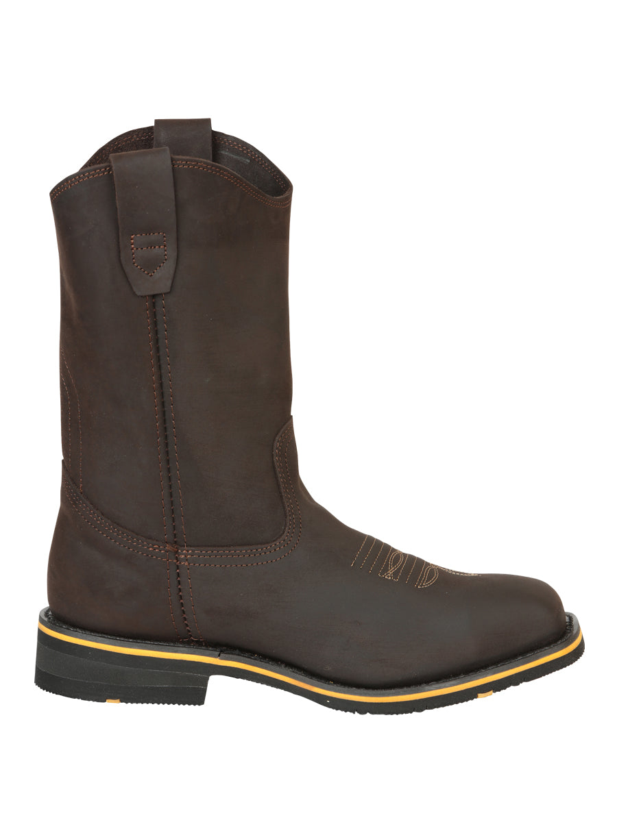 Bota Vaquera Caballero Establo Piel Vacuna Chocolate - Modelo 41545