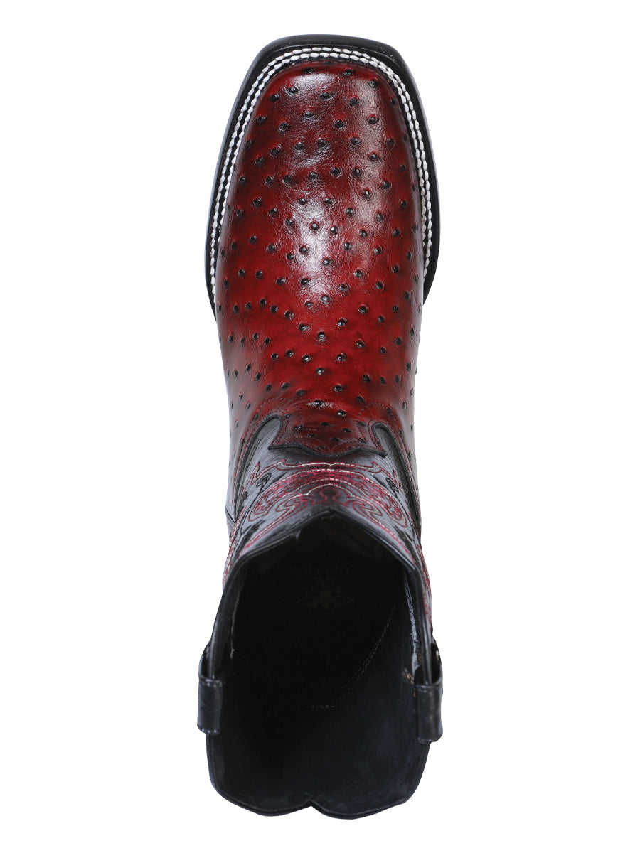 el General Rodeo Bota - Printed Avestruz Borgoña 41901