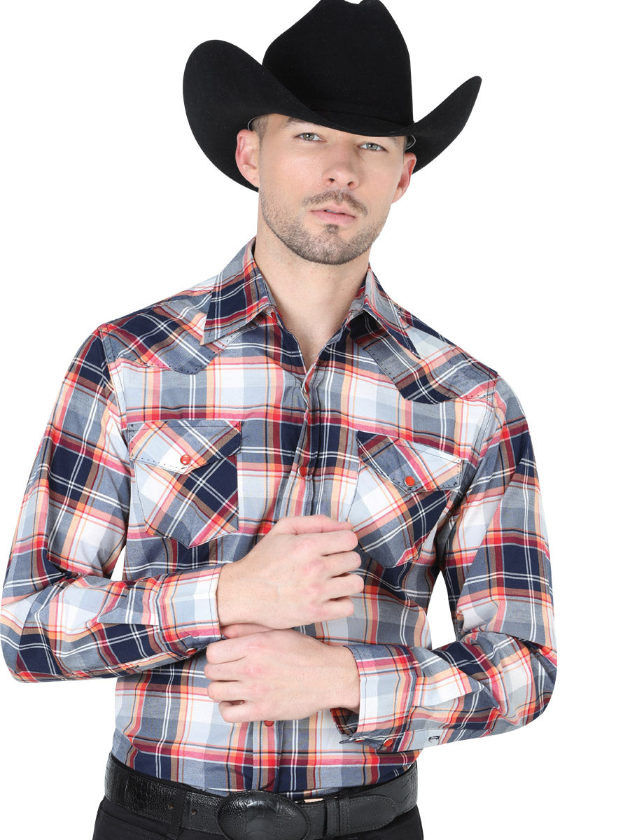 Camisa Vaquera M/ Larga El General R2018-6 60% Algodón 40% Poliéster Naranja/Rojo 41977