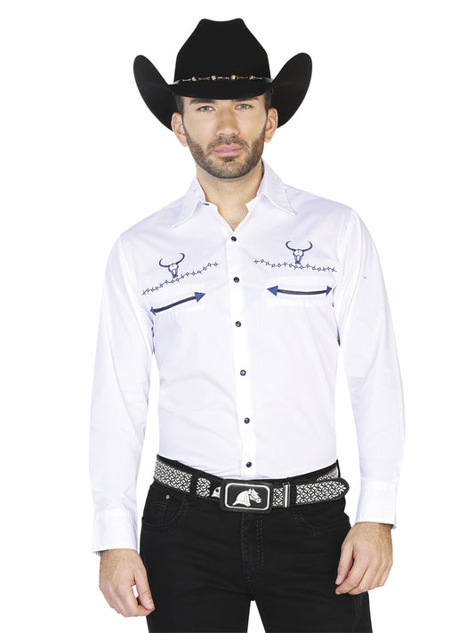Camisa Vaquera Bordada/O El General 2019-104 55% Algodón 45%Polyester Blanca 42512