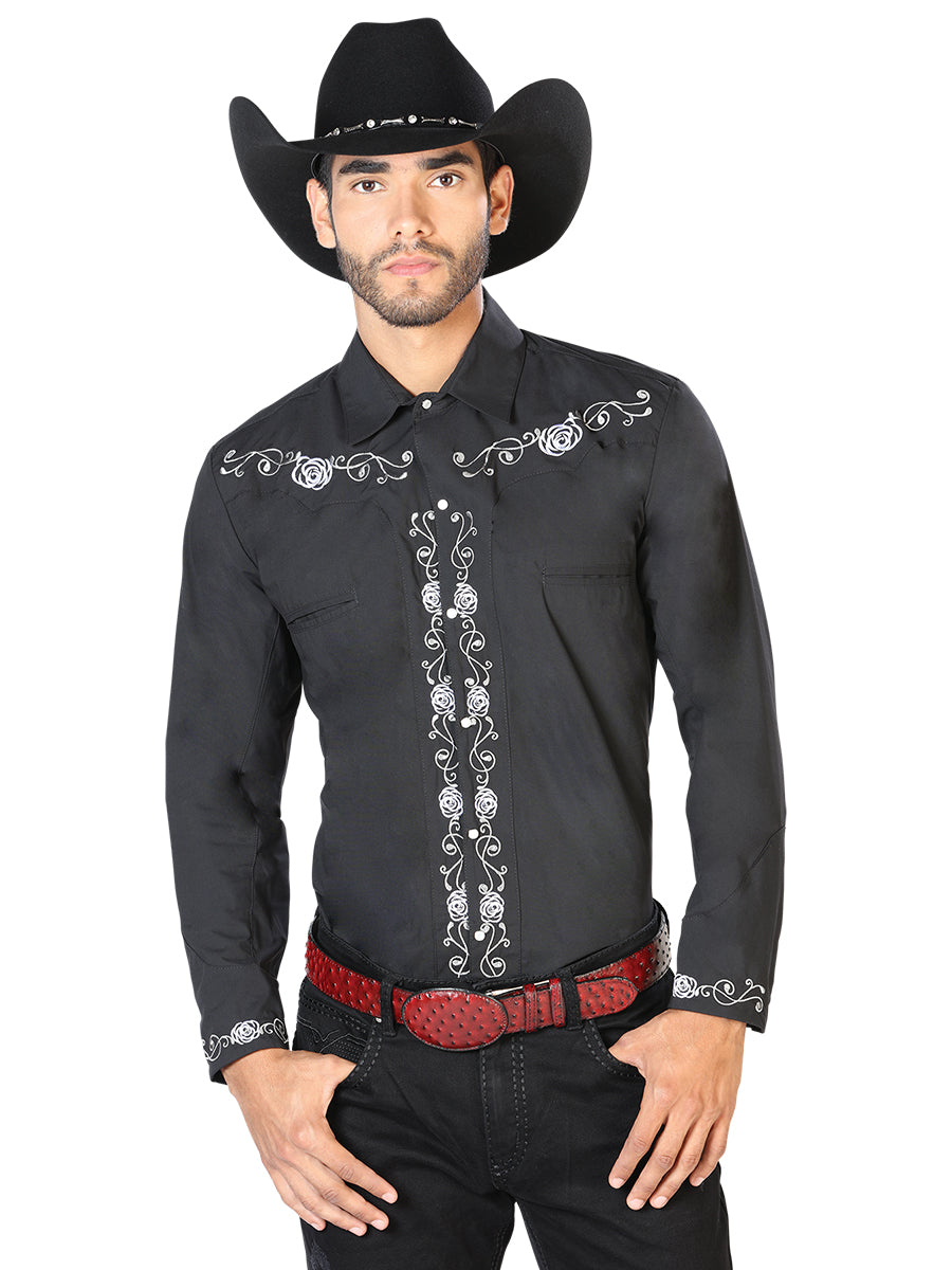 Camisa Vaquera Manga Larga El Senor De Los Cielos Mc261914 65% Polyester 35% Algodon Negro 42937