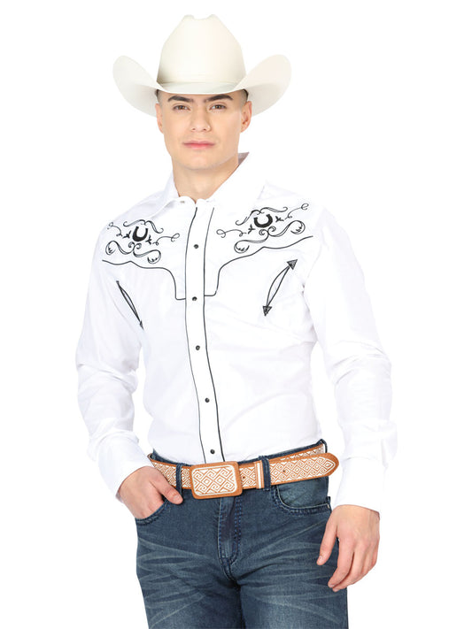 Camisa Vaquera M/ Larga El Senor De Los Cielos Mc061918 65% Poliester 35% Algodon Blanco 42946