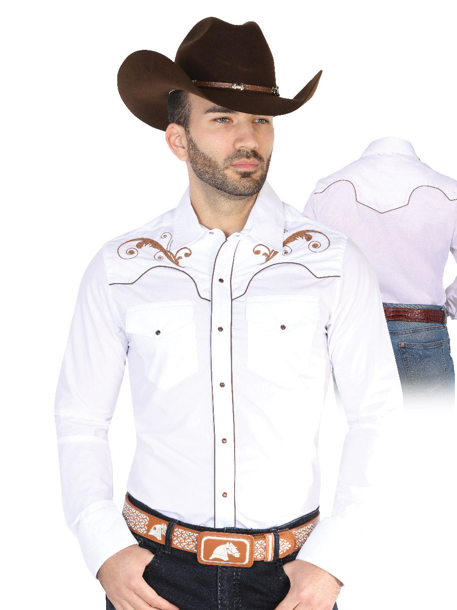 el Señor de los Cielos Bordado Camisa Blanco/negro 42957