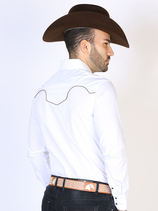 Camisa Vaquera Manga Larga El Senor De Los Cielos Mc061904 65% Polyester 35% Algodon Blanco 42957