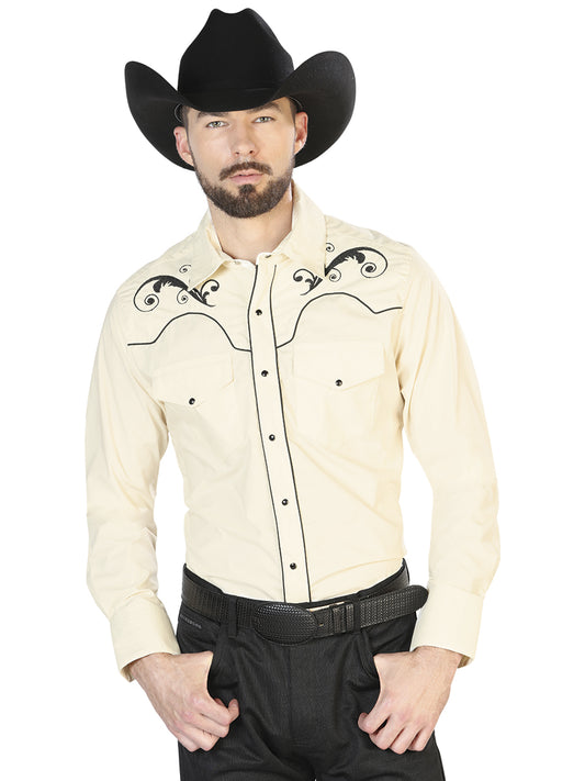 Camisa Vaquera M/ Larga El Senor De Los Cielos Mc061904 65% Polyester 35% Algodon Beige 42960