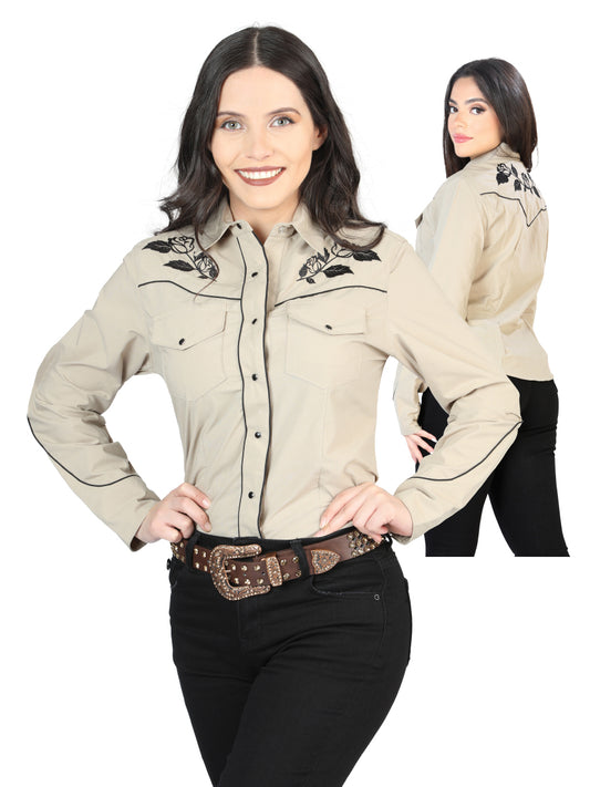 Camisa Vaquera Manga Larga El Senor De Los Cielos Mc061920 65% Polyester 35% Algodon Kaki 42969