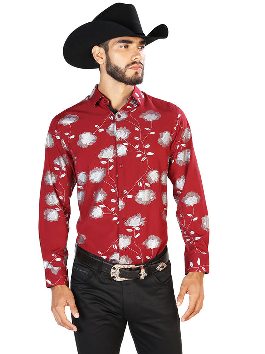 Camisa Casual Manga L El Señor De Los Cielos Wh7-003 97% Poliester 3% Elastano Rojo 43778