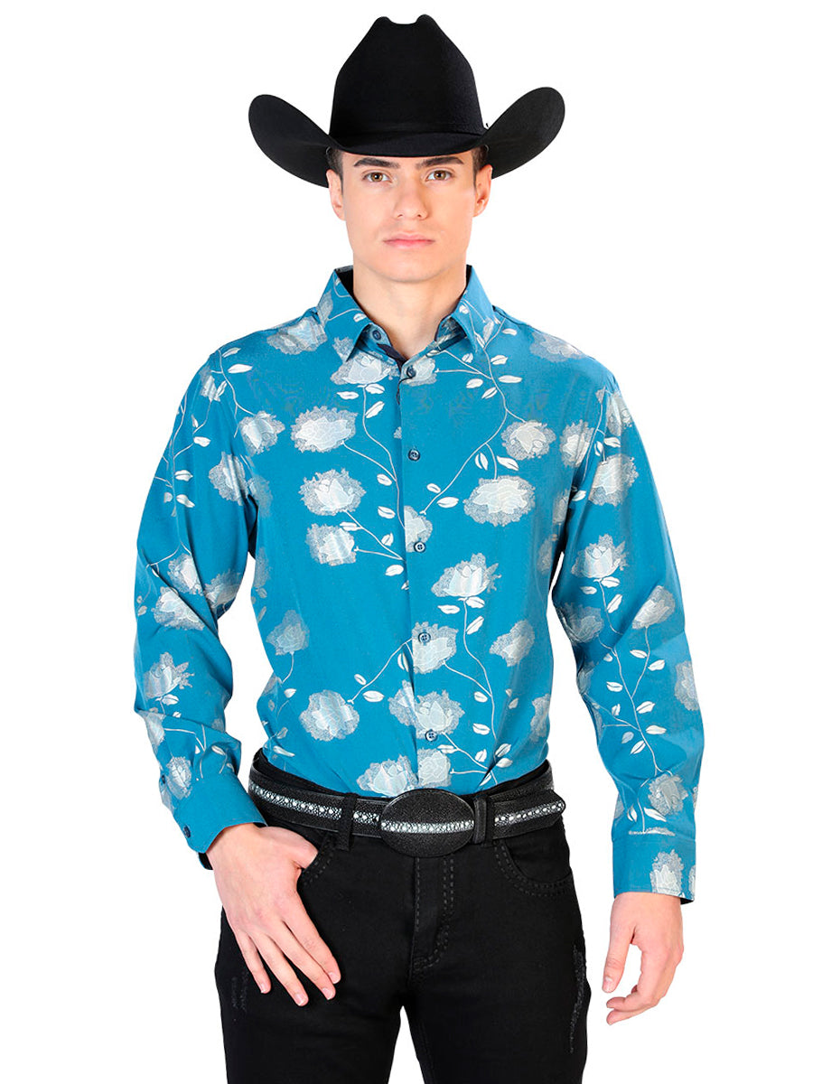 Camisa Casual Manga Larga El Señor De Los Cielos Wh7-012 97% Poliéster 3% Elastano Azul Marino 43787