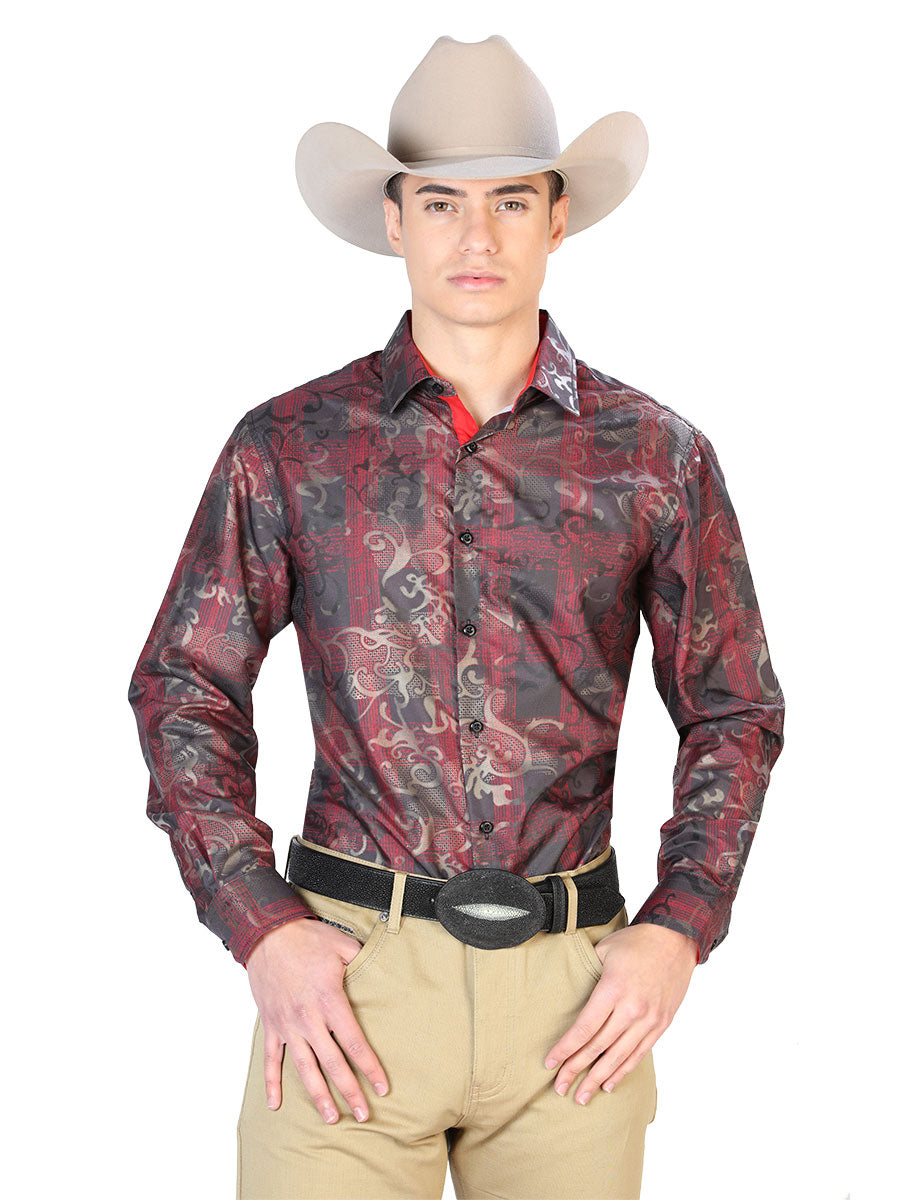 Rojo Casual Manga Larga Camisa 43795
