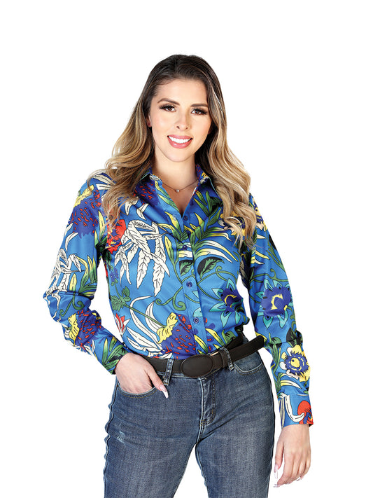 Camisa Vaquera Manga Larga El Señor De Los Cielos S2021-03 97%Poliéster 3%Lycra Azul Real 43895