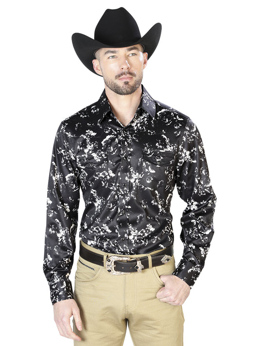 Camisa Casual Manga Larga El Señor De Los Cielos 31 97%Poliéster 3%Lycra Negro/Beige 43946