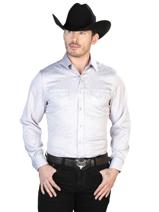 Camisa Casual Manga Larga El Señor De Los Cielos 34 97%Poliéster 3%Lycra Gris 43949