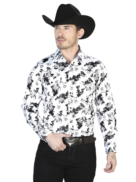 Camisa Casual Manga Larga El Señor De Los Cielos 37 97%Poliéster 3%Lycra Gris/ Negro 43952