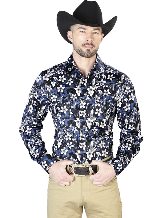 Camisa Casual Manga Larga El Señor De Los Cielos 39 97%Poliéster 3%Lycra Flor Negra 43954