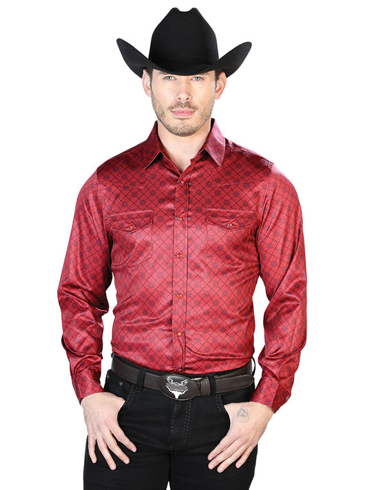 Camisa Casual Manga Larga El Señor De Los Cielos 40 97%Poliéster 3%Lycra Burdeos 43955
