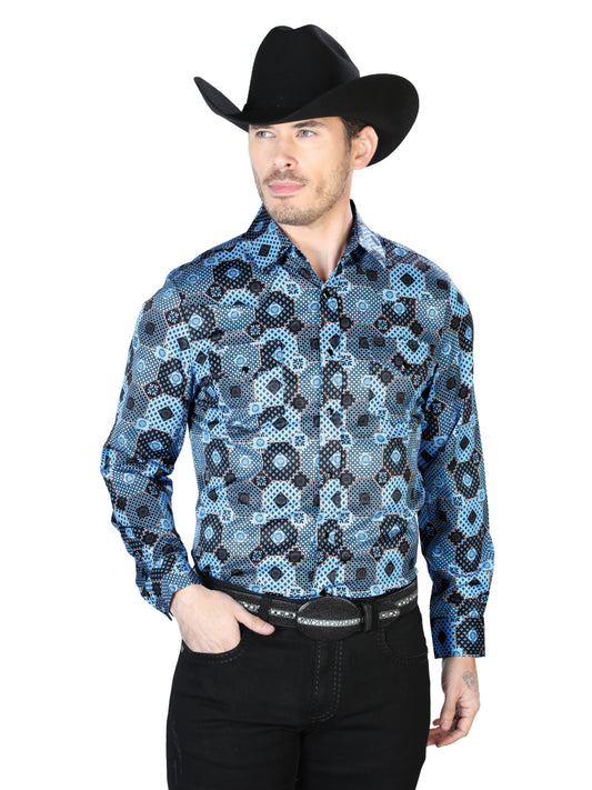 Camisa Casual Manga Larga El Señor De Los Cielos 48 97%Poliéster 3%Lycra Estampado Azul 43963