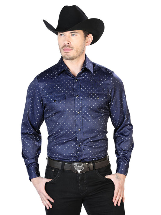 Camisa Casual Manga Larga El Señor De Los Cielos 50 97%Poliéster 3%Lycra Azul Marino/Blanco Estampado  43965