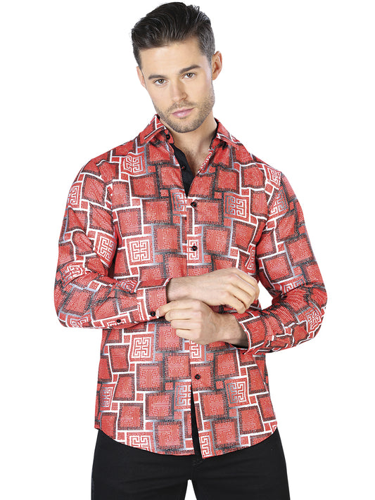 Camisa Casual Manga Larga El Señor De Los Cielos Wh10-003 100% Poliester Rojo 44005