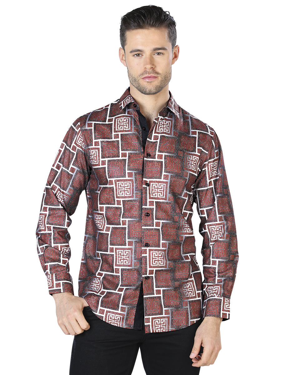 Camisa Casual Manga Larga El Señor De Los Cielos Wh10-004 100% Poliéster Marrón 44006
