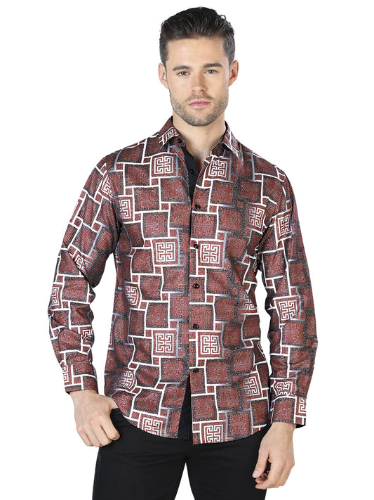 Camisa Casual Manga Larga El Señor De Los Cielos Wh10-004 100% Poliéster Marrón 44006