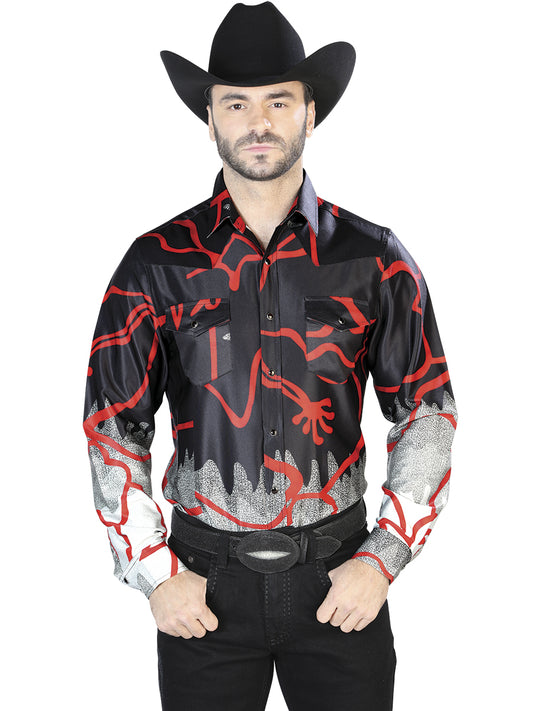 Camisa Casual Manga Larga El Señor De Los Cielos 12 97%Poliéster 3%Lycra Negro/Rojo 44074
