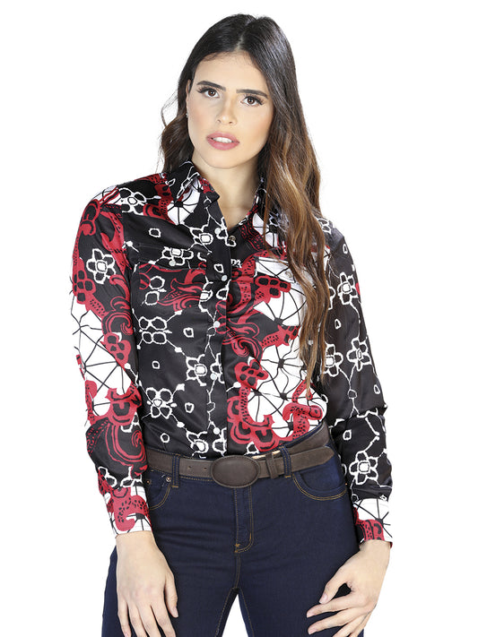 Camisa Casual Manga Larga El Señor De Los Cielos 13 97%Poliéster 3%Lycra Burdeos/Negro 44078