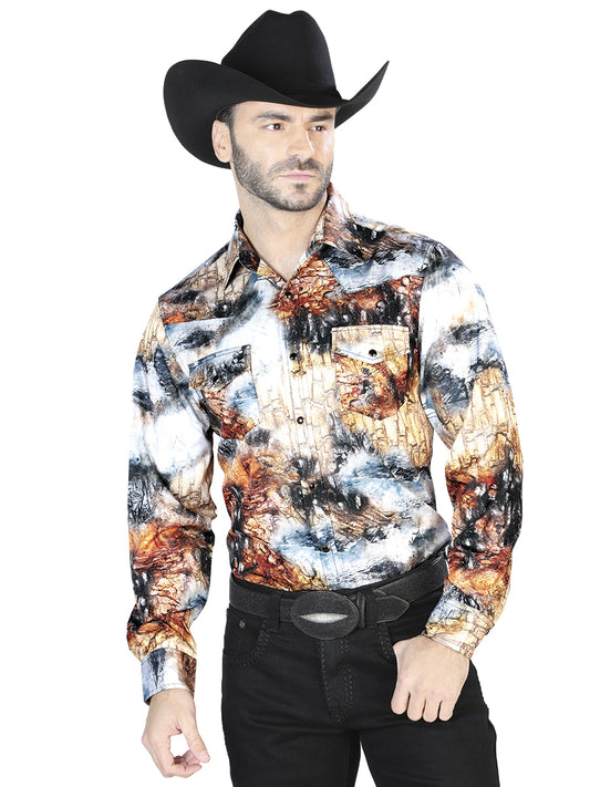 Camisa Casual Manga Larga El Señor De Los Cielos 14 97%Poliéster 3%Lycra Amarillo/Negro 44079