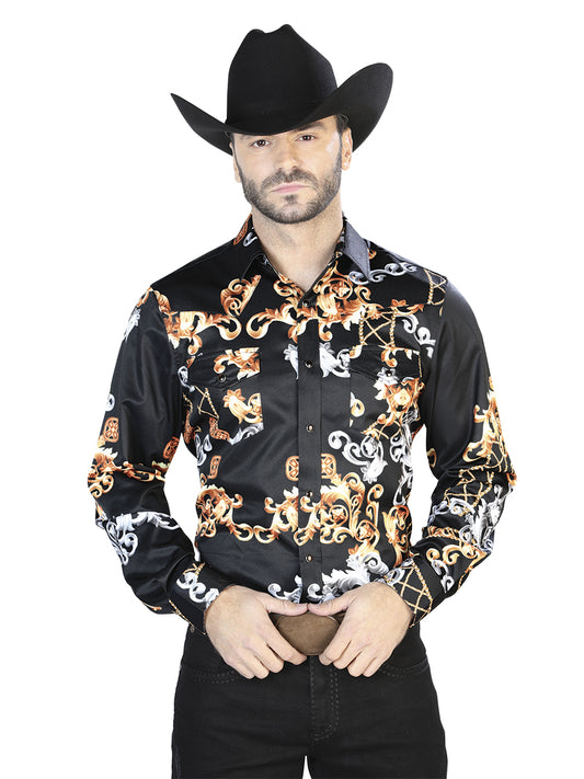 Camisa Casual Manga Larga El Señor De Los Cielos 20 97%Poliéster 3%Lycra Negro/Oro 44085