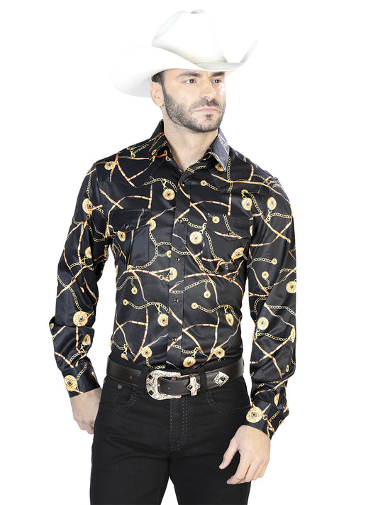 Camisa Casual Manga Larga El Señor De Los Cielos 22 97%Poliéster 3%Lycra Negro/Blanco 44087