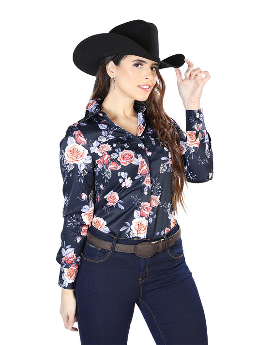 Camisa Casual Manga Larga El Señor De Los Cielos 23 97%Poliéster 3%Lycra Marino/Rosas 44090