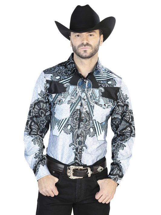 Camisa Casual Manga Larga El Señor De Los Cielos 27 97%Poliéster 3%Lycra Negro/Gris 44095