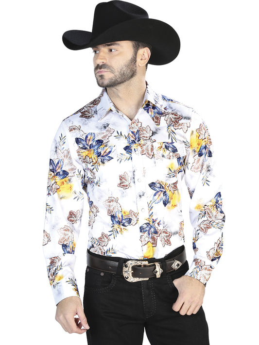 Camisa Casual Manga Larga El Señor De Los Cielos 28 97%Poliéster 3%Lycra Blanco/Azul 44097