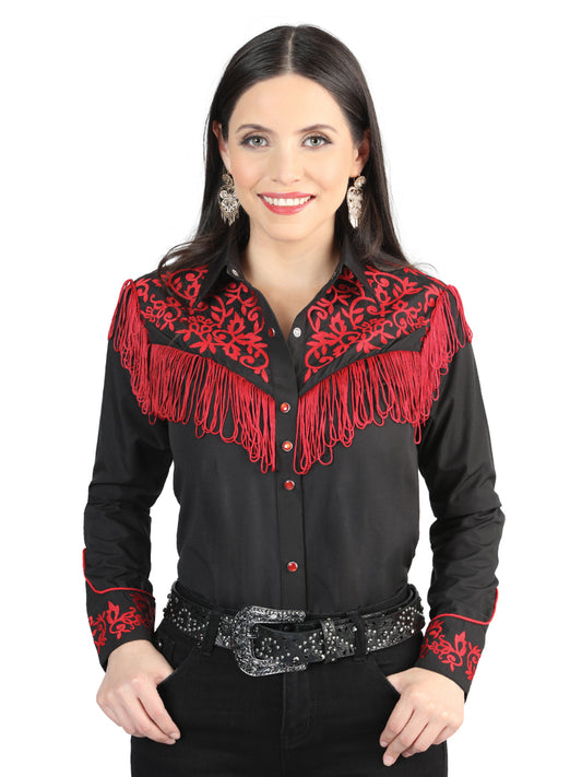Camisa Vaquera Manga Larga El Señor De Los Cielos No.1052 65% Poliéster 35%cotton Negro 44181