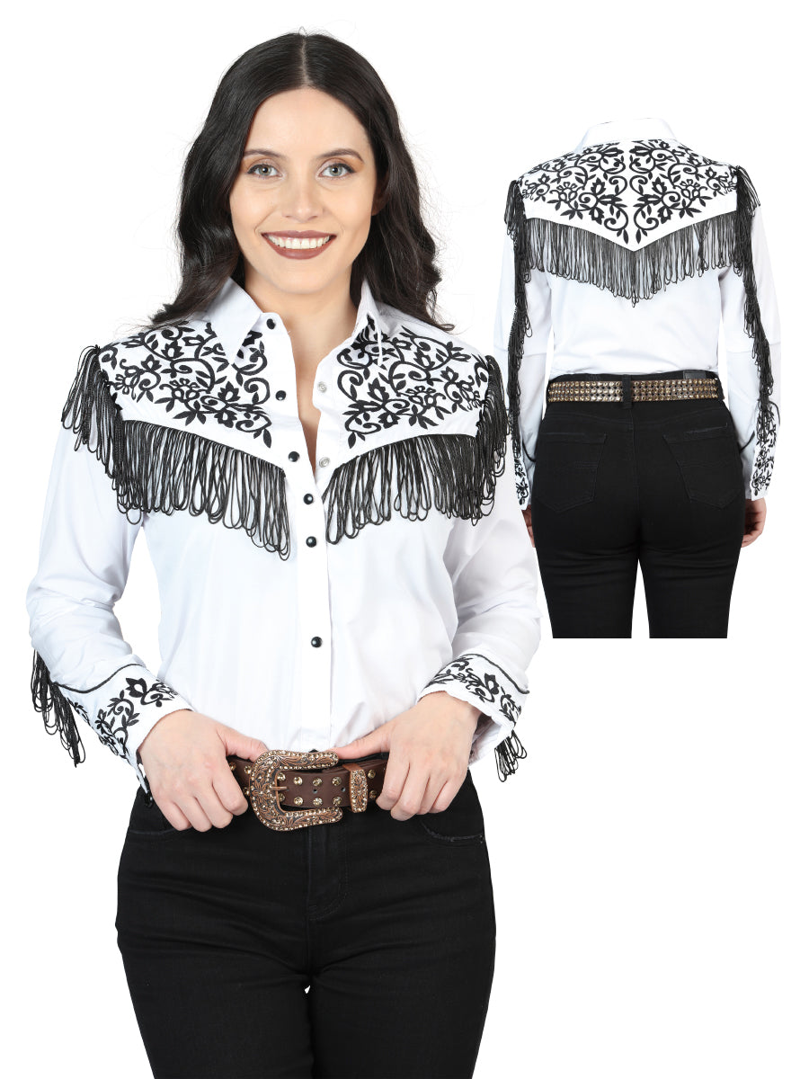 Cowboy Camisa L/ Manga El Señor De Los Cielos No.1052 65% Poliéster 35%cotton Blanco 44182