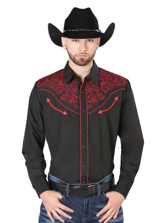 Camisa Vaquera L/ Manga El Señor De Los Cielos No.4044 65% Poliéster 35% Algodón Negro 44187