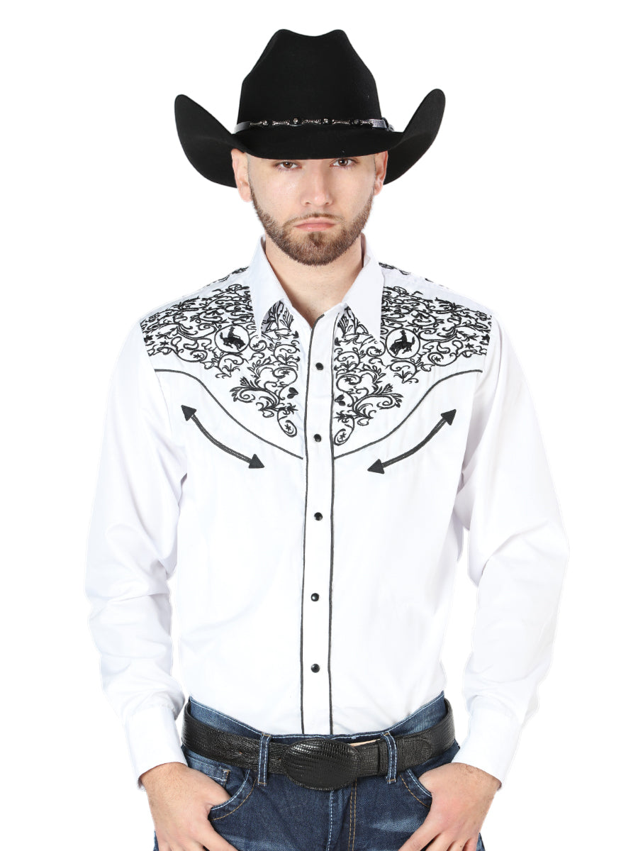 Camisa Vaquera Manga Larga El Señor De Los Cielos No.4044 65% Poliéster 35% Algodón Blanco 44188