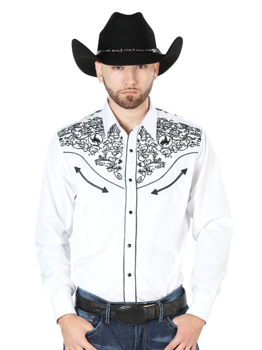 Camisa Vaquera Manga Larga El Señor De Los Cielos No.4044 65% Poliéster 35% Algodón Blanco 44188