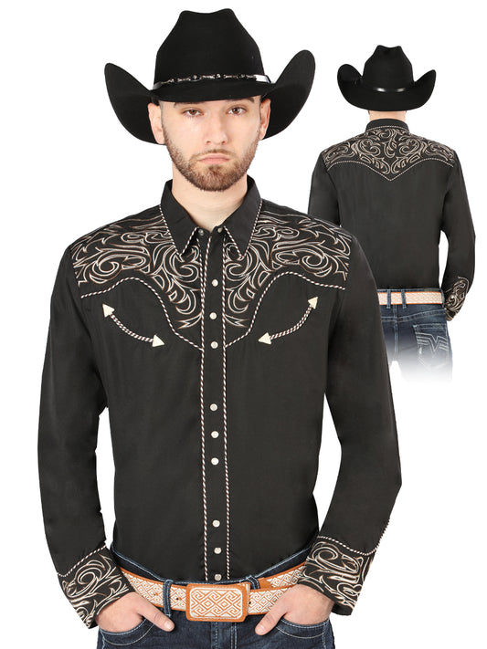 Camisa Vaquera L/ Manga El Señor De Los Cielos No.4032 65% Poliéster 35% Algodón Negro 44198