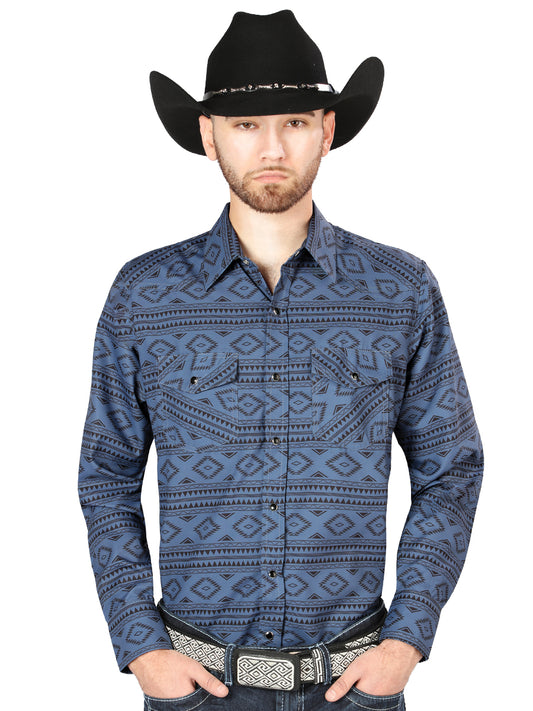 Camisa Vaquera L/ Manga El Señor De Los Cielos No.4053 65% Poliéster 35% Algodón Azul Oscuro 44204