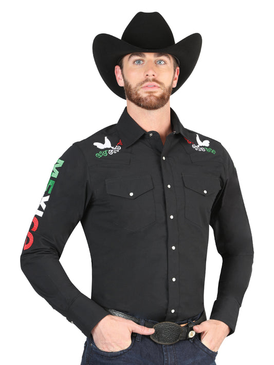 Camisa Vaquera M/ Larga El General Mex2301 65% Poliester 35% Algodon Negro 44276