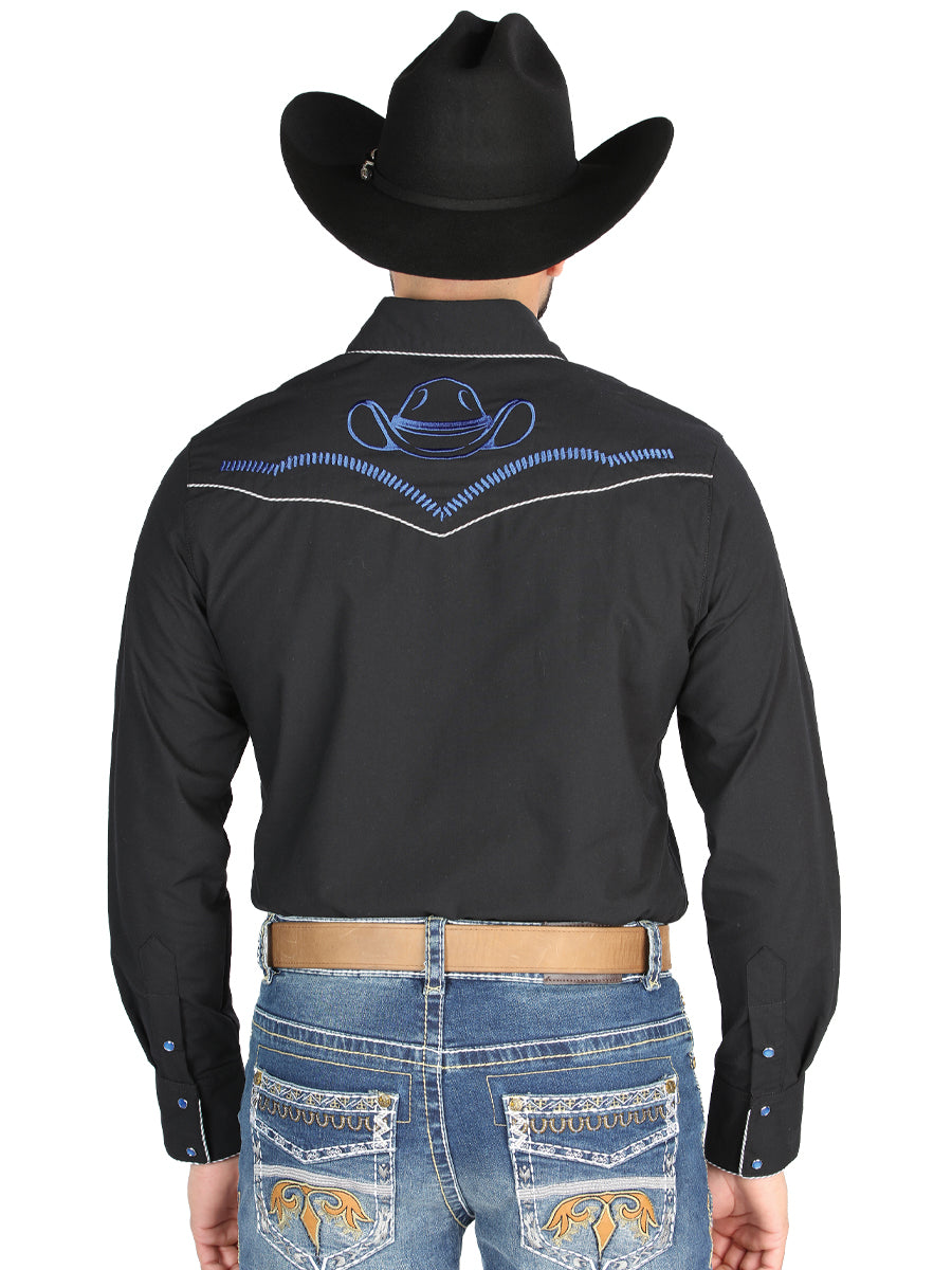 Camisa Vaquera M/ Larga El General Mex2308 65% Poliester 35% Algodon Negro 44297