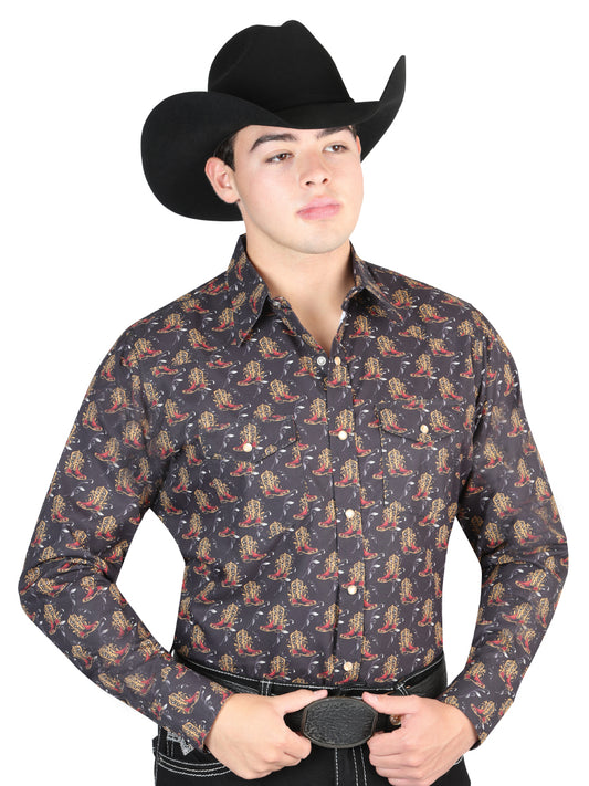 Camisa Vaquera M/ Larga El General 1024-2 65% Poliester 35% Algodon Negra 44304