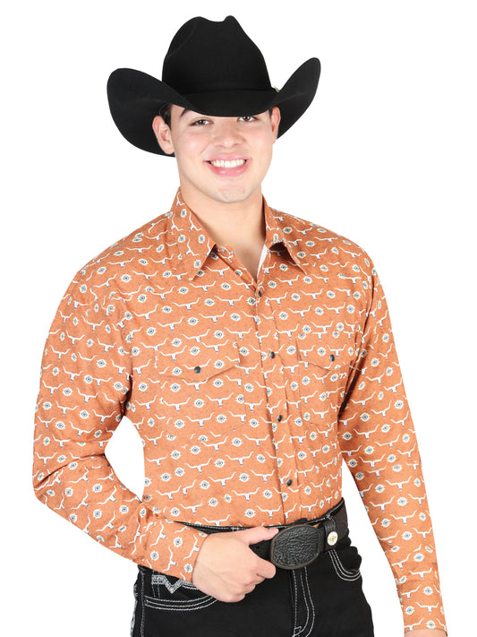 Camisa Vaquera M/ Larga El General 1024-26 65% Poliester 35% Algodon Cafe 44328