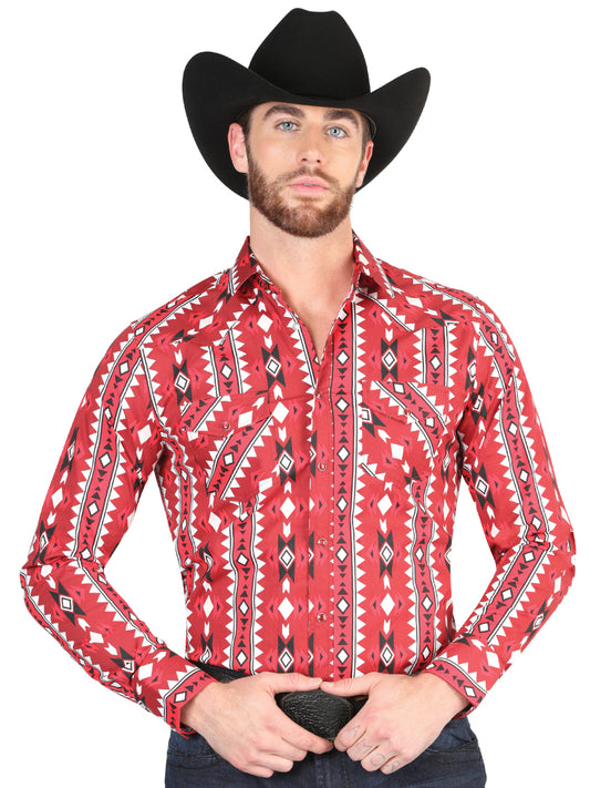 CAMISA VAQUERA M/ LARGA EL SENOR DE LOS CIELOS 23-13 97% COTTON 3% LYCRA ROJA 44401
