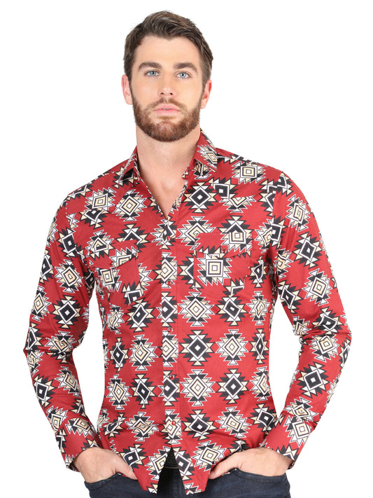 Camisa Vaquera M/ Larga El Senor De Los Cielos 23-16 97% Algodón 3% Lycra Roja 44404