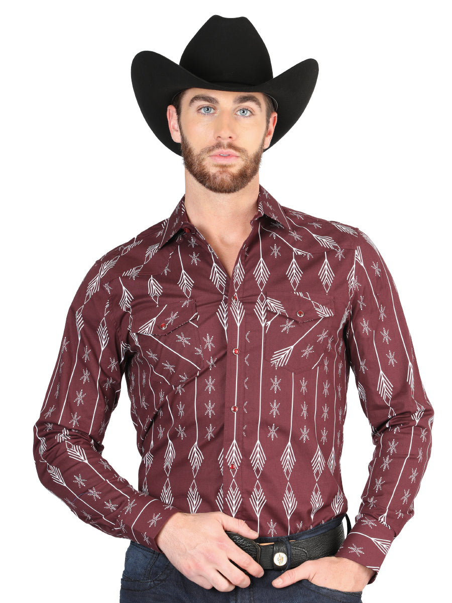 Casual Long - Sleeve Camisa el General Borgoña 44435