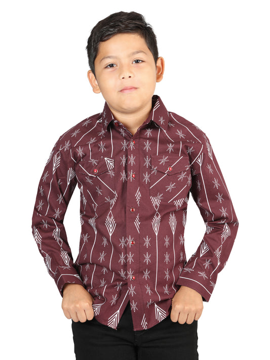 Camisa Vaquera M/ Larga El Senor De Los Cielos 23-27 97% Algodón 3% Lycra Burdeos 44441