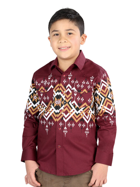 Camisa Vaquera M/ Larga El Senor De Los Cielos 23-32 97% Algodón 3% Lycra Burdeos 44465